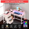 43-inch computer desk, L-shaped desk with socket and light strip, with 3 drawers and monitor stand, reversible, suitable for study and work - 2 of 4