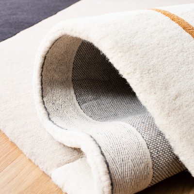 Ivory and Black Wool Handmade Tufted Runner Rug, 2'3" x 6'