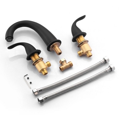 Matte Black Double Handle Roman Tub Faucet with Valve