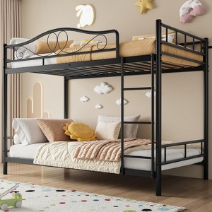 Metal Bunk Bed Twin Over Twin, Heavy Duty Bunkbeds Frame with Safety Guard Rails for Kids Boys GirlsSteel Bed for School, Bedroom Space-Saving - 1 of 1