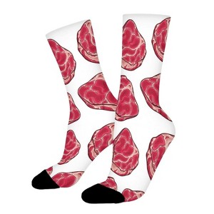 Meat Beef Cuts Women Printed Crew Socks Funny Funky Socks Soft Polyester Novelty Gifts for Artists Men - 1 of 1