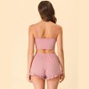 cheibear Women's Sleepwear Knit Pajamas Spaghetti Strap Runch Front Cami Lounge Pajama Set - 4 of 4