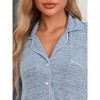cheibear Women's Button Down Nightgown Strechy Knit Long Sleeves Nightshirt Shirtdress - 4 of 4