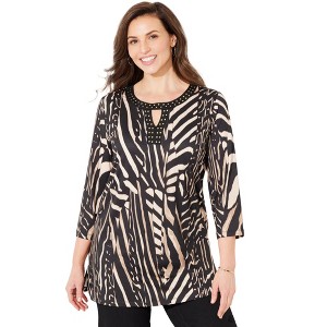 Catherines Women's Plus Size Keyhole Accent Tunic - 1 of 4
