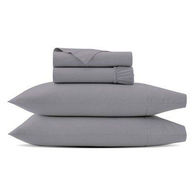 Light Gray King Cotton Blend Sateen Sheet Set