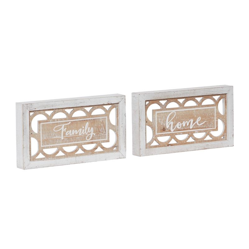 Set of 2 Farmhouse Wood Carved Sign Wall Decors - Olivia & May, 5 of 6