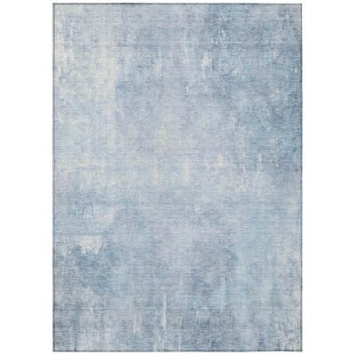 Sky Blue And Ivory Abstract Washable Indoor Outdoor Area Rug