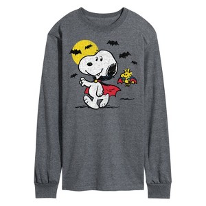 Men's - Peanuts - Vampire Snoopy Woodstock Long Sleeve Graphic T-Shirt - 1 of 4