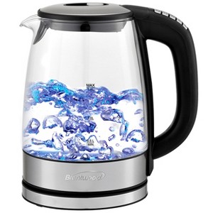 Brentwood Glass 1.7 Liter Electric Kettle with 6 Temperature Presets in Silver and Black - 1 of 4