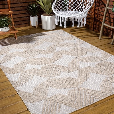 Ivory Geometric Art Deco 8' x 10' Reversible Synthetic Area Rug