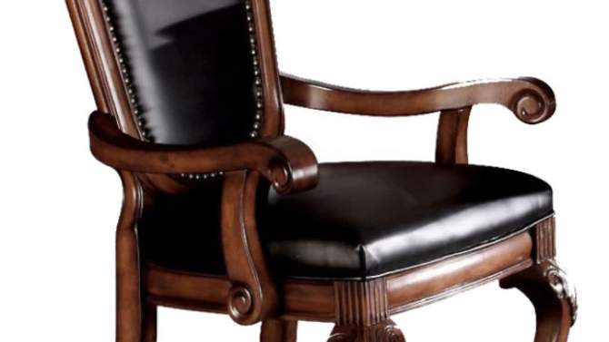 28&#34; Chateau De Ville Dining Chair Black Synthetic Leather and Cherry Finish - Acme Furniture, 2 of 8, play video