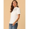Allegra K Women's Summer Casual Chiffon Lace Panel Puff Sleeve Blouse - 4 of 4