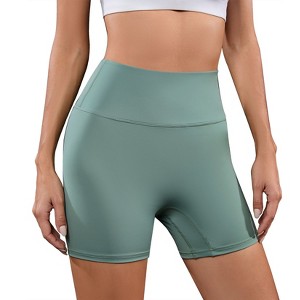 BLUEMING Womens Workout Shorts High Waisted Legging Ribbed Seamless Tummy Control Yoga Running Biker Shorts - 1 of 4