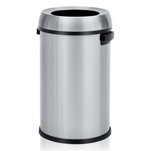 17 Gal Commercial Grade Stainless Steel Trash Can, Smudge Resistant Open Top Round Bin for Restaurant Home Office, Heavy Duty Easy Clean Black Finish - 1 of 4