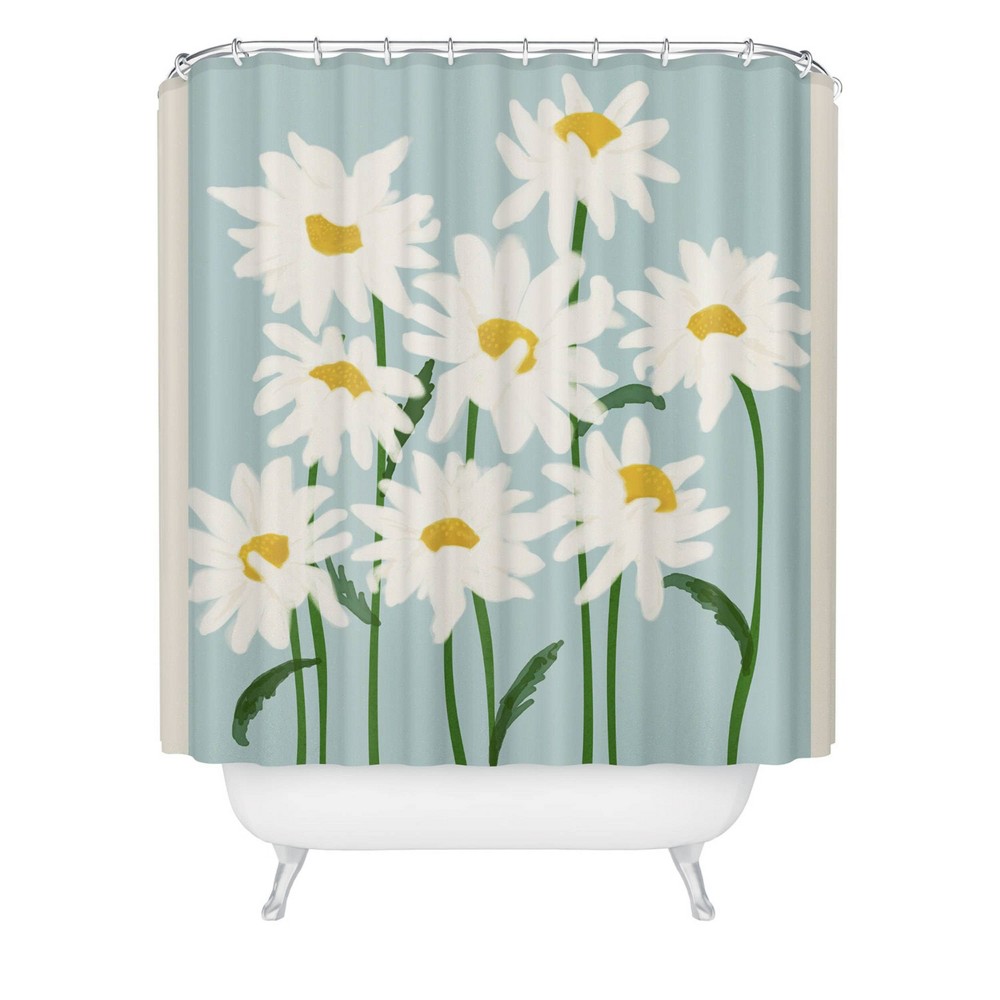Photos - Shower Curtain Gale Switzer Flower Market Oxeye Daisies Heavy  Blue - Deny Designs: Botanical Microfiber Bath Decor, Easy Car