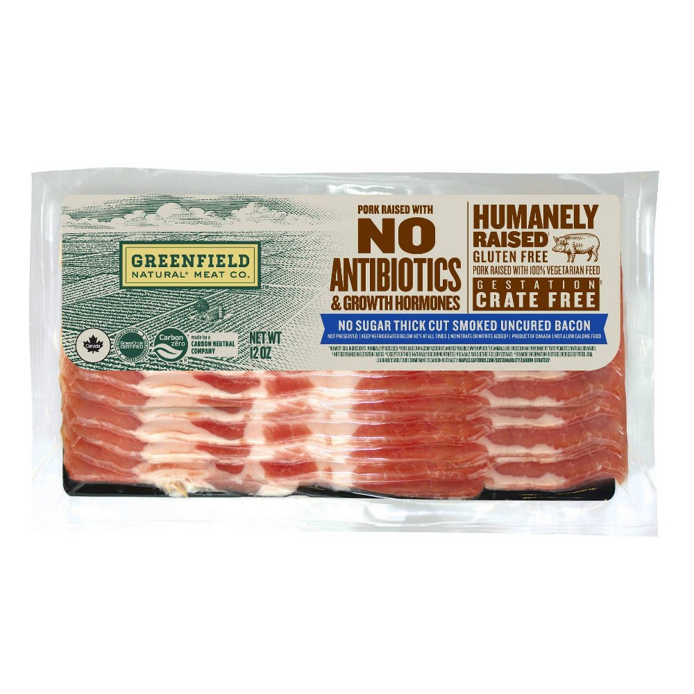 Greenfield Natural Meat Co. Antibiotic Free Sugar Free Smoked Uncured Bacon - 12oz