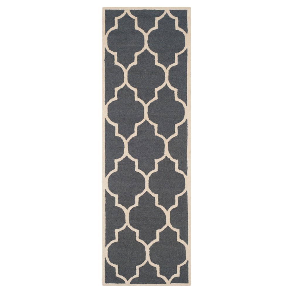 2'6inx12' Runner Aleander Rug II Dark Gray/Ivory - Safavieh
