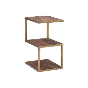 Elena Fully Assembled Mango Wood and Metal Side End Accent Table Gold - Powell