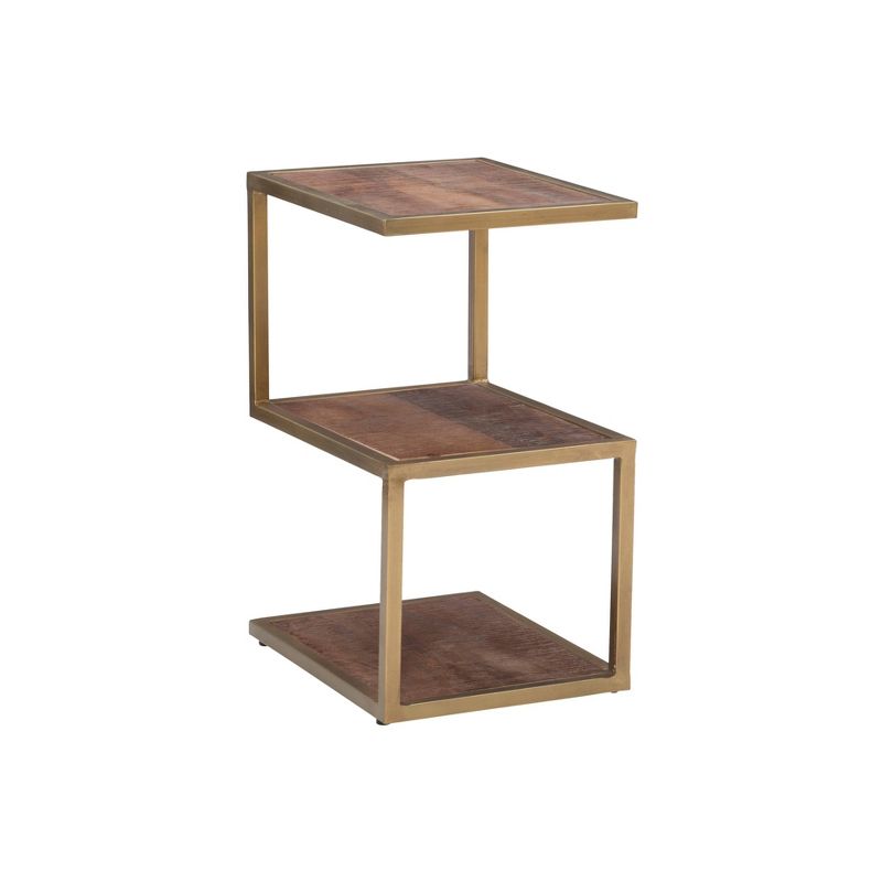 Elena Fully Assembled Mango Wood and Metal Side End Accent Table Gold - Powell, 1 of 12