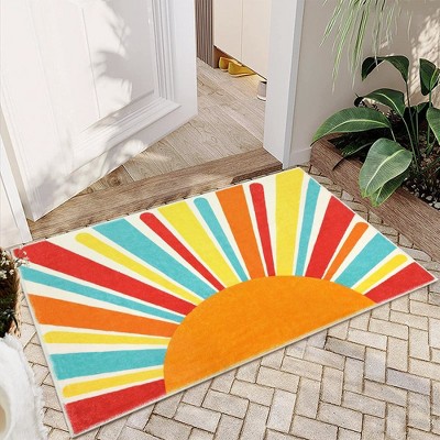 Modern Washable Area Rug Sunrise Colorful Indoor Throw Carpet for Living Room Bedroom