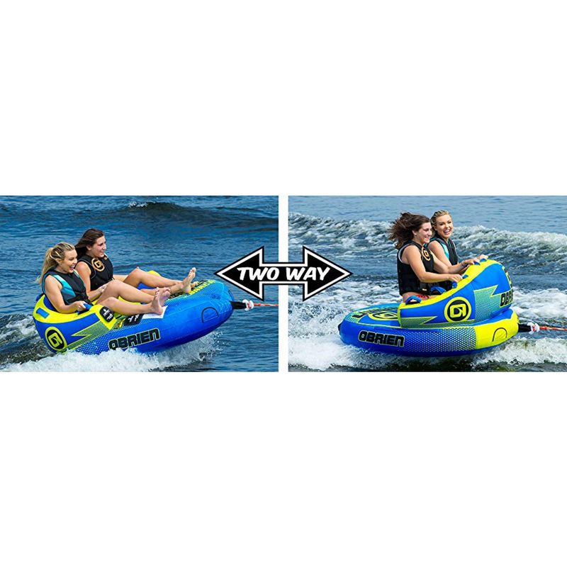 O'Brian Water Sports Barca 2 Inflatable Padded Towable Water Inner Tube for Lake Boating, 1-2 Riders, Blue, 2 of 6