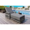 Oversart Outdoor Long Reclining Chaise, Wicker Lounge With Armrests, Patio Adjustable Recliner  Gray - 2 of 4