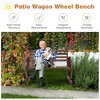 Costway Outdoor Wooden Wagon Wheel Garden Bench 2-Person Slatted Seat Armrests Rustic - 4 of 4