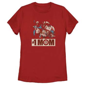 Women's Marvel Distressed #1 Mom  T-Shirt - Red - Medium