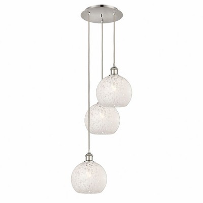 White Mouchette - 3 Light Cord Hung Multi Pendant In Modern Style-36 Inches Tall and 14.5 Inches Wide