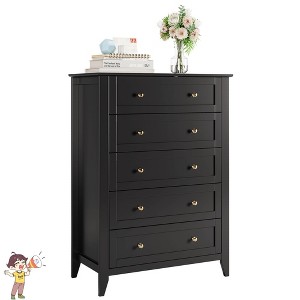 Jojoka 5 Drawer Chest of Drawers, Wood Storage Organizer for Bedroom, Entryway, Living Room, Modern Dresser - 1 of 4