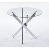 NicBex 35.43" Mid-century Round Dining Table,Kitchen Table with Glass Table Top and Metal Cross Legs for 2-4 Seaters,Silver - 4 of 4