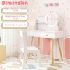 Infans Kids Vanity Set with Lighted Mirror Princess Makeup Dressing Desk and Chair Set - 2 of 4