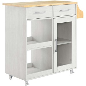 Modway Culinary Rolling Kitchen Cart with Storage in White Natural - 3 Tiers Kitchen Island on Wheels with Spice Rack, Functional as a Coffee Station - 1 of 3