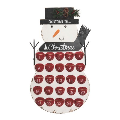 Transpac Wood 28 in. Multicolor Christmas Snowman Countdown Decor
