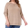Women's Plus Size Crew Neck Long Sleeve Side Split Shirt Casual Ribbed Knit Blouse - Agnes Orinda - 2 of 4