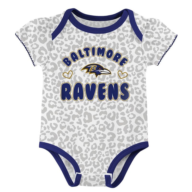 NFL Baltimore Ravens Baby Girls&#39; Onesies 3pk Set, 2 of 5