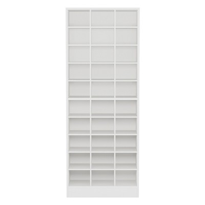 Lirago White 10-Tier Shoe Cabinet 12.2x25.6x70.9 Wooden Shoe Rack 30 Cubbies Holds 30 Pairs Shoes