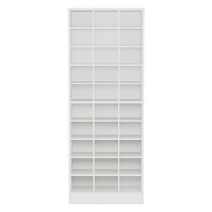 Lirago White 10-Tier Shoe Cabinet 12.2x25.6x70.9 Wooden Shoe Rack 30 Cubbies Holds 30 Pairs Shoes - 1 of 4