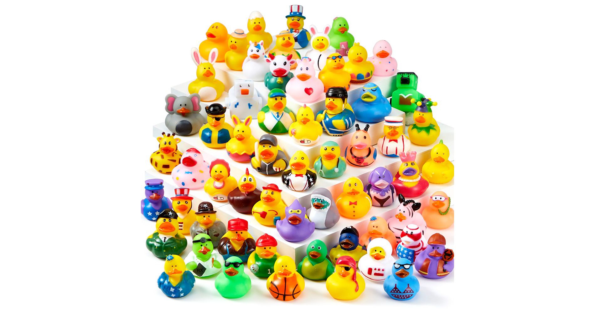 Syncfun 15 Pcs Rubber Ducks Bath Toys Birthday Gifts for Kids, Random Assortment Mini Rubber Duckie Toys with Mesh Carry Bag