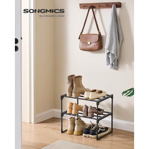 2-Tier Stackable Shoe Rack, 14.8 Inch Metal Shoe Organizer with 22 lb per Tier Capacity, Upright & Reversible for Entryway, Black - 1 of 4