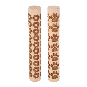 Unique Bargains Wood Clay Grain Texture Carved Fine Baking DIY Rolling Pins 2 Pcs - 1 of 4