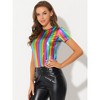 Allegra K Women's Party Metallic Short Sleeve Textured Shiny T-shirts - 2 of 4