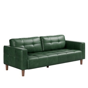 3-Seater Sofa Couch, Wide Faux Leather Sofa Couch with Spring Cushion, Modern Sofa with Deep Seats , for Living Room, Bedroom, Office - 1 of 4