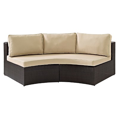 Catalina Wicker and Plastic 3-Seat Outdoor Sectional Sofa in Sand