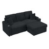 80" L-Shaped Sectional Sofa with Foldable Hidden Chaise, Armrest Cup Holder & Storage - 3 of 4