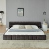 Queen Wood Bed with Upholstered Headboard, Soft Chenille Fabric Grounded King Size Platform Bed, Solid Wood Frame Bed-Baofuwish - 3 of 4