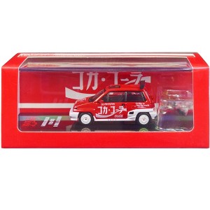 Honda City Turbo II (Right Hand Drive) Red & White "Coca-Cola" w/Honda Motocompo Scooter 1/64 Diecast Model Car by Inno Models - 1 of 3