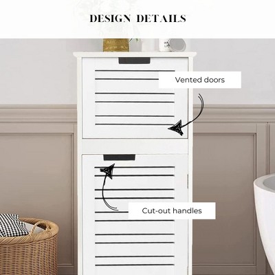 White MDF Bathroom Storage Cabinet with Vented Door and Drawer