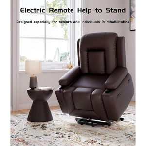 Power Lift Recliner Chair - Heat and Massage, Faux PU Electric Lift Recliner for Elderly & Mobility Impaired, Adjustable Back and Legs - 1 of 4