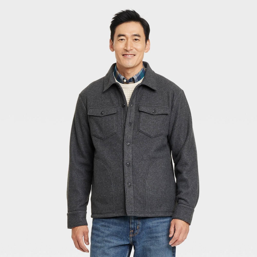 Men's Long Sleeve Shirt Jacket - Goodfellow & Co™ Charcoal Gray L